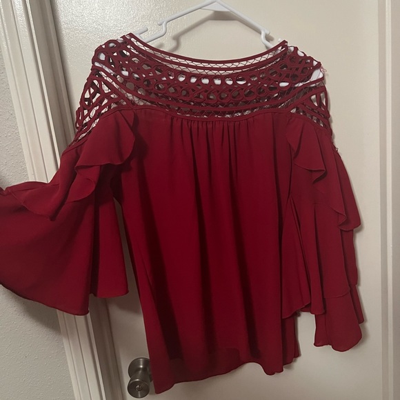 Red Ruffle Blouse - Picture 2 of 3